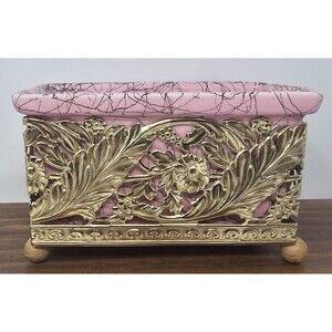 Vtg Hull MCM Pink Ceramic Footed Splatter Lines Mini Loaf Pan Trinket Dish 6"